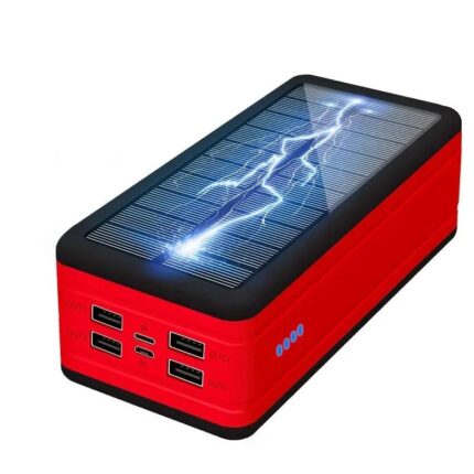 100000mAh Solar Power Bank 4USB 2.1A Large Capacity External Battery Mobile Phone Wireless Fast Charging Mobile Phone Accessory