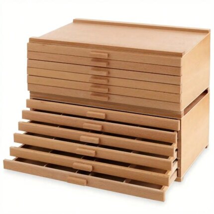 12-Drawer Wooden Storage Box for Art Pastels, Pencils, Brushes and Tools
