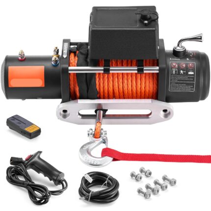 13500lbs Electric Winch Car Truck Winch with 80ft Synthetic Rope Wireless and Wired Remote Control for Towing Off-Road