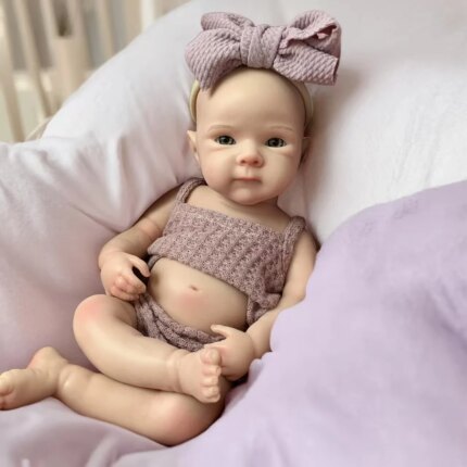 13Inch Waterproof Bettie Bebe Reborn Silicone Girl Doll With 2 Sets Outfits Handmade Paint Skin Soft Touch Newborn Silicone Doll