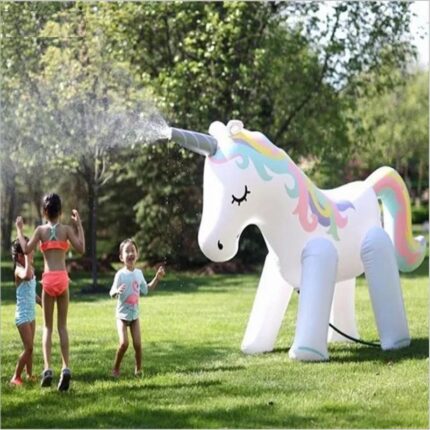 160cm Giant Inflatable Unicorn Water Spray Pool Toys Swimming Float Outdoor Fountain Beach Party Kids Summer Toys Unicorn Party Decor
