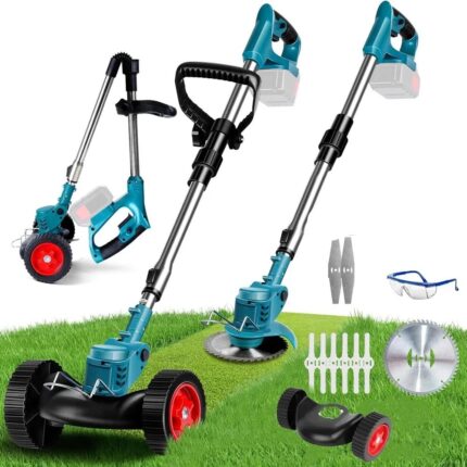 1850W Electric Lawn Mower Length Adjustable Handheld Cutter Cordless Garden Grass Cutting Trimmer For Makita 18V Battery