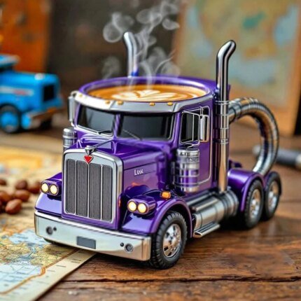 200-250ml Funny Semi-Truck Coffee Mugs Stainless Steel Drinkware Cups Handcrafted Water Bottle Resin Beer Mug for Novelty Gift