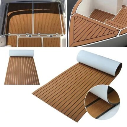 2.4m Self-Adhesive EVA Foam Boat Marine Flooring Faux Teak Decking Sheet Striped Yacht Mat 8 Styles Brown Gray Gold Black