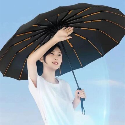 256 Bones Super Windproof Rain Umbrella Large Size Full Automatic Men Business Umbrellas Three Fold UV Protection Lady Sunshade