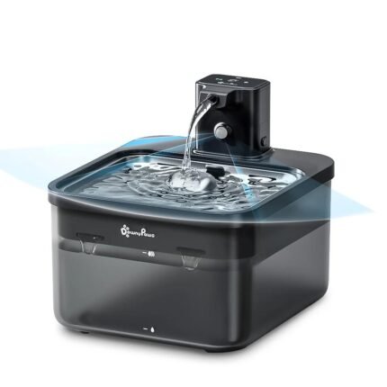 2.5L Automatic Stainless Steel Cat Water Fountain 4000mAh Wireless Pet Drinker Battery and Sensor 2 in 1 Dispenser