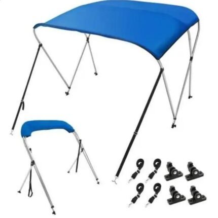 3 Bow Bimini Top Boat Cover900D Polyester Canopy with 1" Aluminum Alloy Frame Waterproof and Sun Shade, Includes Storage