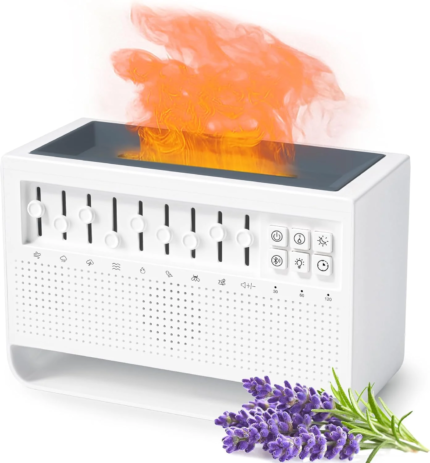 3in1 Flame Air Diffuser Humidifier Ultrasonic Aromatherapy 8 White Noise Combination & Bluetooth Music Player Fragrance Diffuser