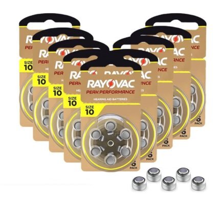 60Pcs Hearing Aid Batteries 10 A10 ZA10 10A P10 PR70 Rayovac Peak High Performance Zinc Air Battery For Mini Digital Hearing Aid