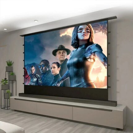 72 - 150 Inch Electric ALR CLR Rollable Floor Rising Long Throw Projector Screen Grey Crystal Ambient Light Rejecting HD 3D 8K