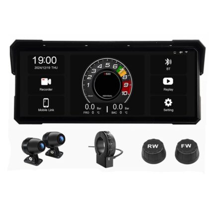 8.1'' Motorcycle Multimedia Player 2K HD GPS Navigation Video Recorder Wireless CarPlay Android Auto IPX7 Waterproof Screen BT