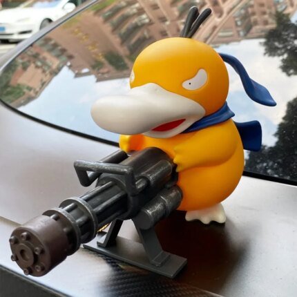 9/15cm Cartoon Pokemon Gatling Gun Psyduck Standing Posture Action Figure Collection Model Car Ornament Desktop Decor Toy Gifts