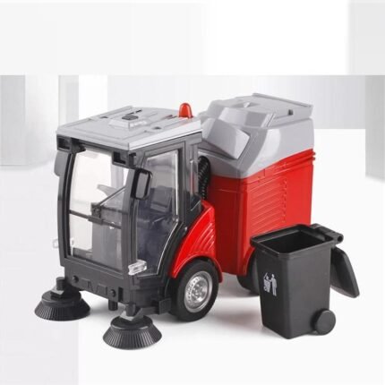 Alloy Sweeper Model Diecast Road Cleaning Refuse Bin Classification Sanitation Vehicles Car Model Sound and Light Kids Gifts