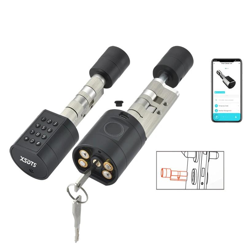 APP Fingerprint Cylinder Electronic Smart Door Lock Digital Keypad Code Key Card Remote Control Adjustable Home Apartment