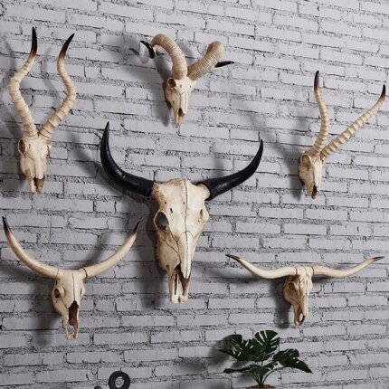 Artificial Cow Skull Sheep Skull Wall Decor Handmade Farmhouse Decor Wall SculptureFor Home Bar Restaurant Decoration