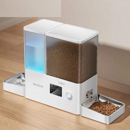 Automatic Pet Feeder Water Fountain 8.5L Button Version Dog Food Dispenser Water Refill 2 in 1 Drinking Feeding Supplies