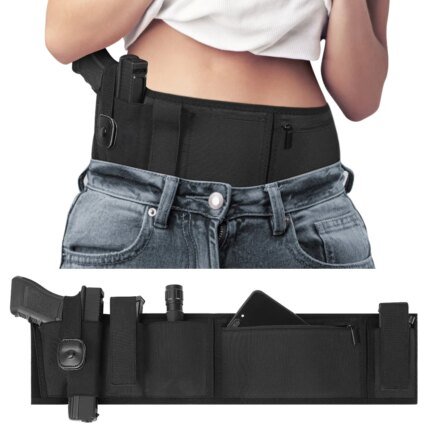 Belly Band Gun Holster Concealed Carry Waist Band Pistol Holster Magazine Bag Belt Holster Outdoor Hunting Fitness Defense