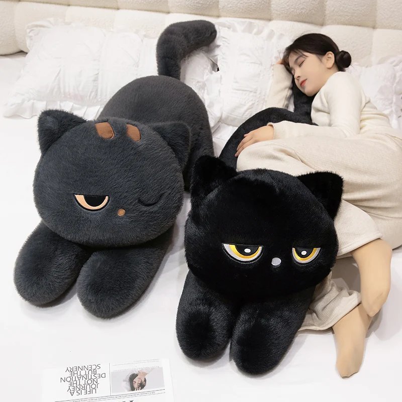 Black Cat Plush Pillow Soft Stuffed Lying Cat Cushion Cute Sleeping Cat Design Lovely Birthday Gift Idea for Cat Lovers Black Cat Plush Pillow Soft Stuffed Lying Cat Cushion Cute Sleeping Cat Design Lovely Birthday Gift Idea for Cat Lovers