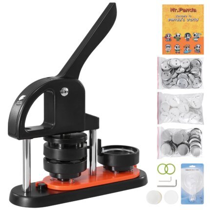 Button Maker 25/32/58 Pin Maker with Button Parts Ergonomic Arc Handle Punch Press Kit Button Maker Machine