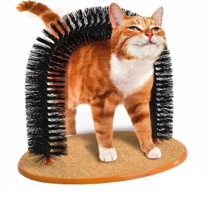 Cat Toy Arch Self Groome Pamper Feline with A Massage Grooming Rubbing Brush with Scratching Pad Toy for Cats Interactive Toys