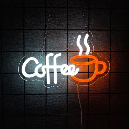 Coffee Neon Sign, Coffee Cup Led Sign Usb Power Supply Light, Suitable For Coffee Shop Business Decor, Coffee Lovers Gifts.