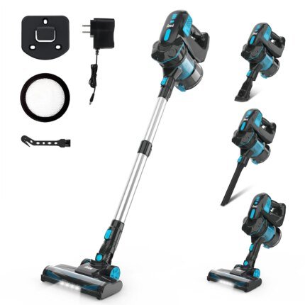 Cordless Vacuum Cleaner, 20KPa Stick Vacuum up to 40min Runtime, 6-in-1 Cordless Stick Vacuum for Household Cleaning