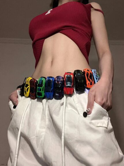 Creative Racing Model Belt Y2k Streetwear 18pcs Cars Model Decorative Belt For Men Women Clothes Accessories