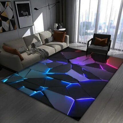 Dazzling 3D Carpet Visual Geometry Pattern Large Area Full Cool Dark Wind Bedroom Gaming Gaming Room Decorative Mat Rug