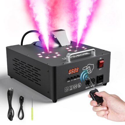 Double-tube Adjustable Fog Machine DMX512 13CH Smoke Machine 8+8 RGB 3 in 1 LED Colorful DJ Wedding Stage Spray