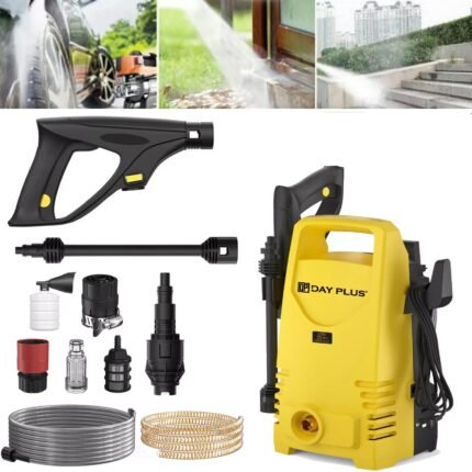Electric High Pressure Washer 1600W,120bar,380l/h Adjustable Lance from 0 to 180°,7m Flexible Hose,for Terraces,Gardens,Cars
