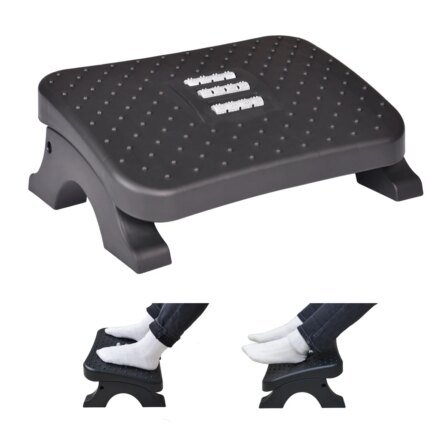 Ergonomic Under Desk Footrest Massage Rollers Leg Rest Pain Relief Non-slip Foot Stool Home Office Work Study Posture Correction