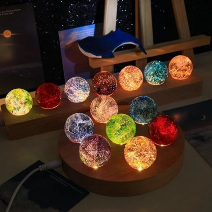 Fantasy Colorful Glass Star Ball Luminous Planet Astronomy Planets Ball Fantastic Style Home Decoration Cosmic Model Xmas Gift