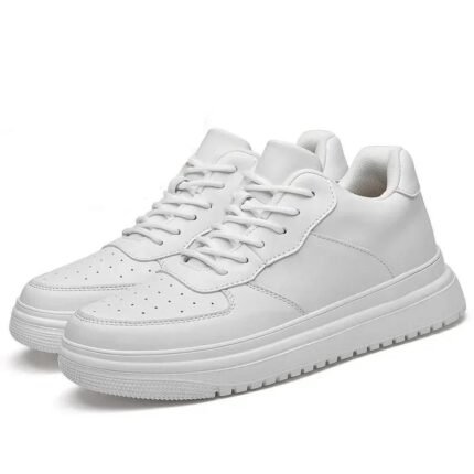 Height Increasing Shoes for Men 10cm Invisible Elevator Sneakers White Leathe Sport Zapatillas De Hombre Big Size 46