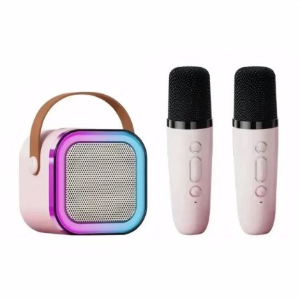 Karaoke Machine Portable Bluetooth PA Speaker System with 2 Wireless Microphones Home Family Singing Children's Gifts