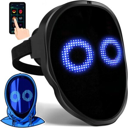 Led Mask with Bluetooth App Control Programmable Face Transforming Light up Halloween Led Mask