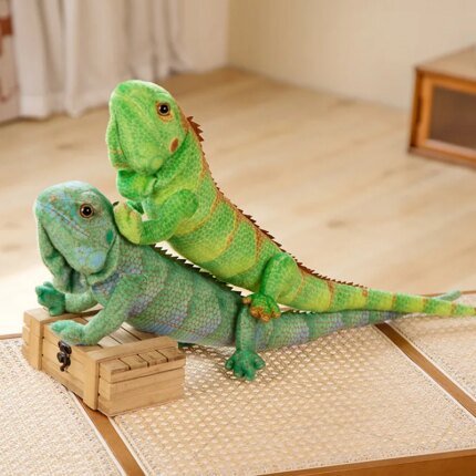 Lifelike Iguana Lizard Figurine Model Cute Reptile Lizard Plush Toys Simulation Animal Stuffed Doll Boys Gifts