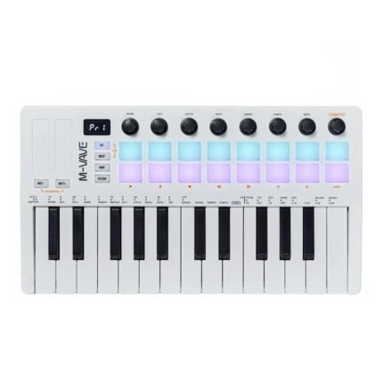 M-VAVE SMK-25 II MIDI Pad Controller Keyboard USB Mini 25 Key,16 RGB Drum Pads,8 Knobs and Music Production,Software Included