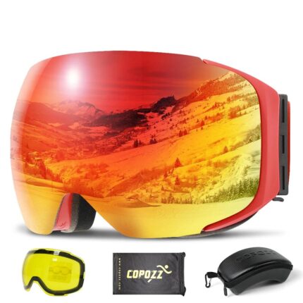 Magnetic Ski Goggles with Quick-Change Lens and Case Set 100% UV400 Protection Anti-fog Snowboard Goggles for Men and Women