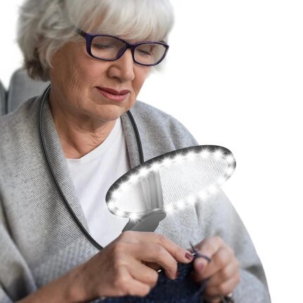Magnifying Glass with Light for Reading: 5X Hands Free Magnifier for Neck Wear Seniors Sewing Low Vision Elderly
