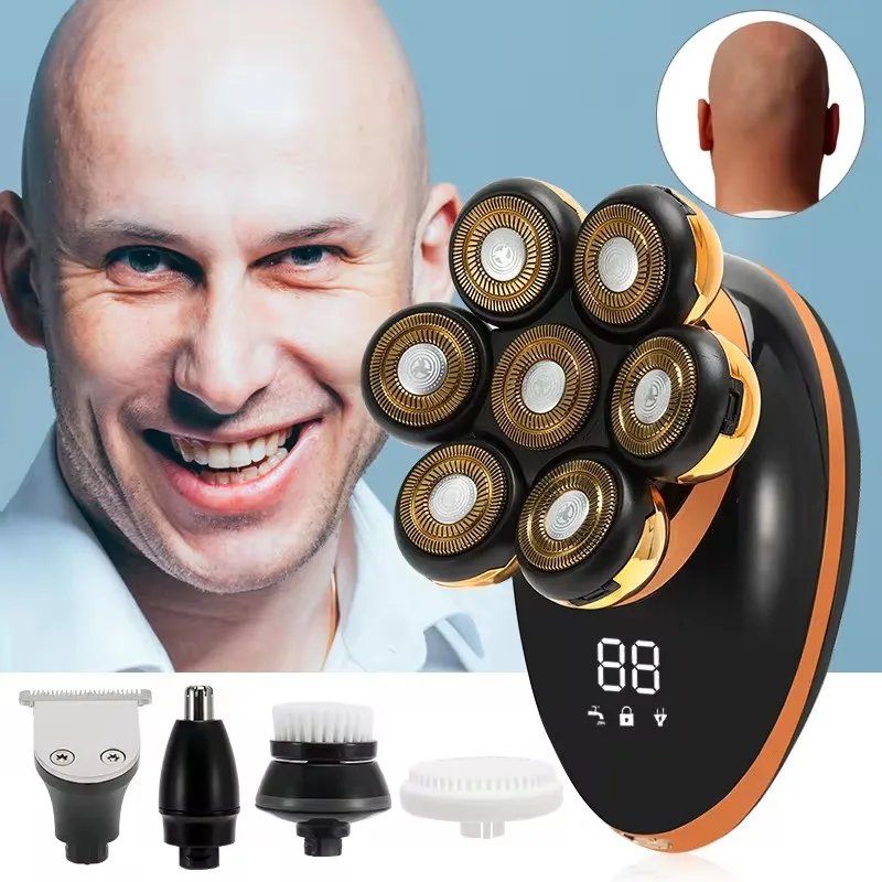 Men 7D Floating Men Electric Shaver Wet Dry Beard Hair Trimmer Electric Razor Rechargeable Bald Head Shaving Machine LCD Display Men 7D Floating Men Electric Shaver Wet Dry Beard Hair Trimmer Electric Razor Rechargeable Bald Head Shaving Machine LCD Display