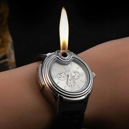 Metal Gas Watch Lighter – Refillable Windproof Lighter Integrated into a Stylish Wristwatch