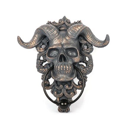 Modern Art Door Ring Hell Demon Horned Skull Hanging Door Knocker-heavy Duty Gothic Doorknocker-perfect Home Decoration Knockers