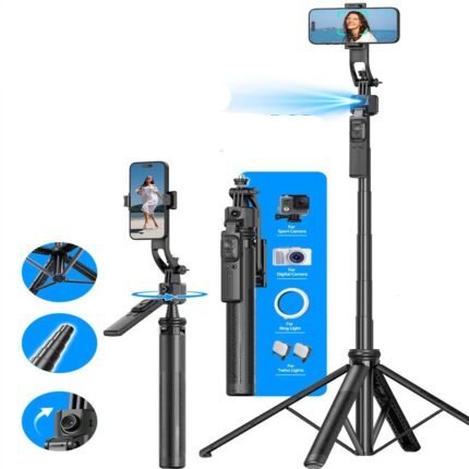 Monopod 360° Auto-Rotation AI Tracking Shooting Tripod Bluetooth Shutter Fill Light For Phone Holder Wireless Selfie Stick