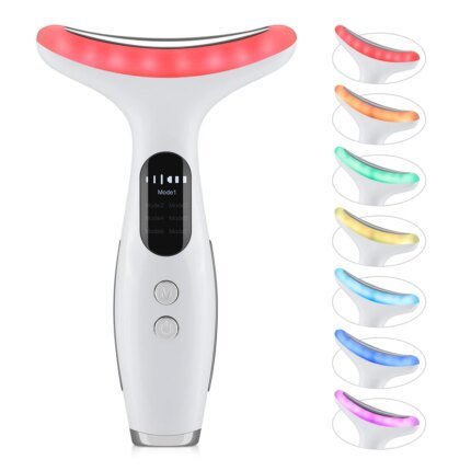 Neck Face Beauty Device 7 Color Light LED Photon Therapy Skin Tighten Reduce Double Chin Anti Wrinkle Facial Lifting Massager