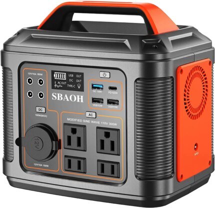 Portable Power Station, 300W 296Wh Solar Generator Quick Charge / 110V AC Outlets/DC Ports and LED Flashlight, Lithium Battery B