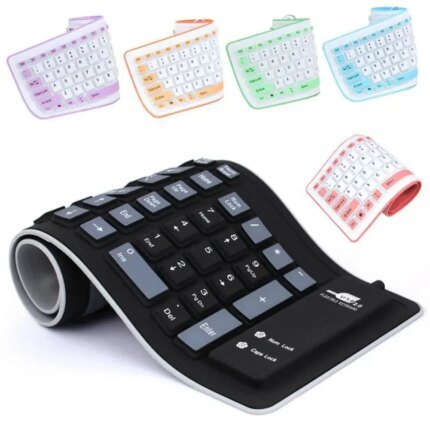 Portable Silent Foldable Silicone Keyboard USB Flexible Soft Waterproof Roll Up Keyboard For Pc Laptop