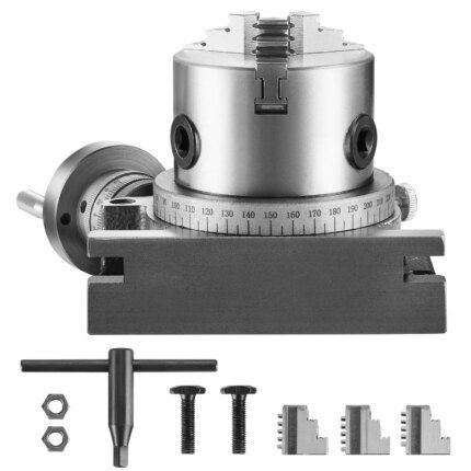 Precision Milling Rotary Table 4''/100mm Horizontal Vertical Model with 3-Jaw Chuck Indexing Tools for Milling Machines