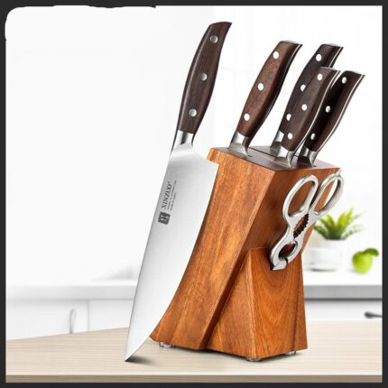 Professional Full 7 PCS Knife Set German 1.4116 Stainless Steel Kitchen Knives Sets Best Kitchen Slicing Santoku Tool