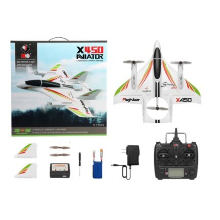 RC Airplane Wltoys XKS X450 Remote Contorl 3D 6G 6CH Fixed Wing LED Vertical Takeoff RC Aircraft RTF Rc Planes for Adults