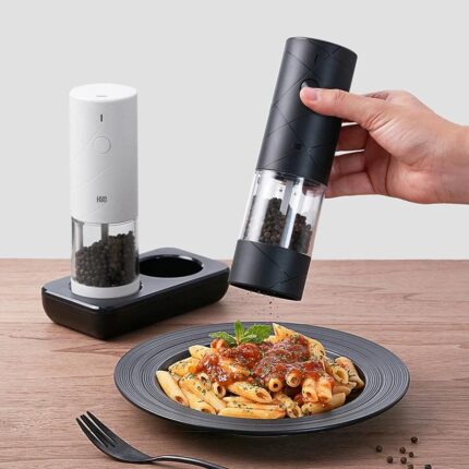Rechargeable Electric Grinder Pepper Seasonings Spices Grain Mill Salt Shaker LED Light 6 Modes Kitchen Cooking Tool 2pcs Set